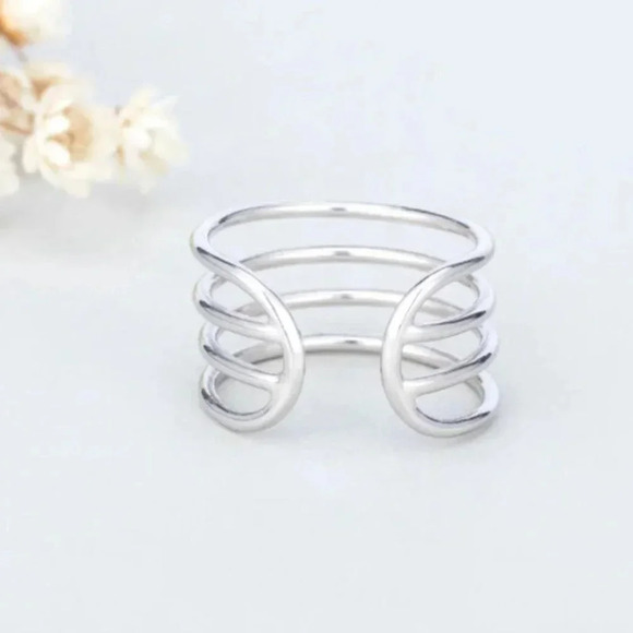 Minimalist 925 Sterling Silver Multi Layer Ring Minimalist Stackable Ring - Picture 3 of 6